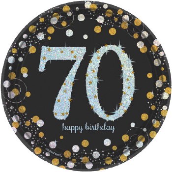 SPARKLING CELEBRATION PLATES 7" AGE 70