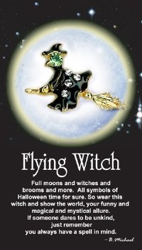 THOUGHTFUL ANGEL PIN FLYING WITCH