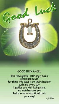THOUGHTFUL ANGEL PIN  GOOD LUCK