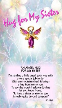 THOUGHTFUL ANGEL PIN HUG FOR MY SISTER