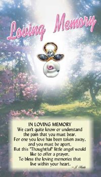 THOUGHTFUL ANGEL PIN IN LOVING MEMORY