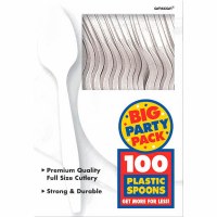 100CT WHITE PLASTIC SPOONS