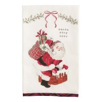 MUD PIE SANTA STOP PRINTED TOWEL