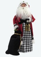 BYERS' CHOICE SANTA W/BLACK CHECK
