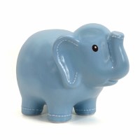 BLUE STITCHED ELEPHANT BANK