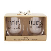 MUDPIE MR & MRS WINE GLASS 2022