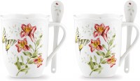 LENOX BUTTERFLY MEADOW MUGS/SPOONS SET