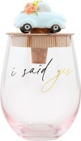 MUD PIE SAID YES ENGAGED WINE GLASS