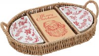 MUD PIE CHRISTMAS TOILE BASKET SET