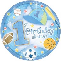 AMSCAN 16ct PLATES  1st B'DAY ALL STAR