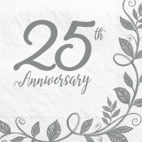 AMSCAN 25TH ANNIV NAPKINS 16ct