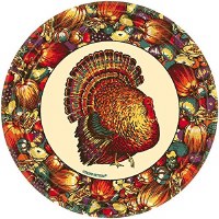 8CT LUNCHEON PLATES AUTUMN TURKEY