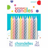 ASSORTED 24CT CANDY STRIPE CANDLES