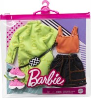 BARBIE OUTFIT GREEN DRESS/ORANGE TOP