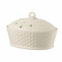 BELLEEK SHAMROCK OVAL COVERED DISH