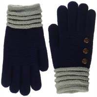 BRITT'S KNITS CUFF GLOVES NAVY W/LT GRAY