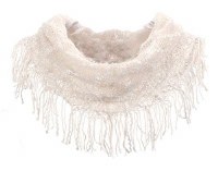 BRITT'S KNITS FRINGE TUBE SCARF BEIGE