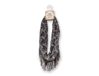 BRITT'S KNITS FRINGE TUBE SCARF GRAY