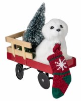 BYERS' CHOICE WAGON W/WHITE DOG