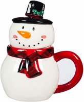 CERAMIC 12oz CUP W/LID SNOWMAN