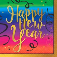 COLORFUL NEW YEAR BEVERAGE NAPKINS 36CT