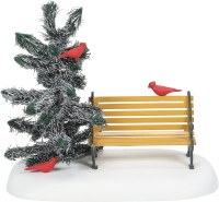 D56 CARDINAL CHRISTMAS BENCH