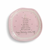 DEMDACO PINK 1ST BIRTHDAY PLATE