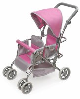 DOUBLE DOLL STROLLER PINK & GREY
