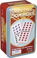 DOUBLE TWELVE COLOR DOT DOMINOES TIN