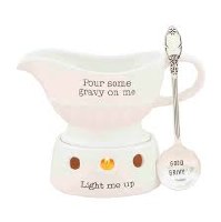 MUD PIE GRAVY BOAT & WARMING STAND EXL
