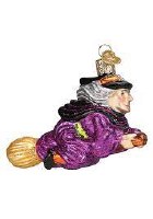 OLD WORLD CHRISTMAS WITCH ON BROOMSTICK