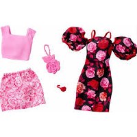 BARBIE 2 OUTFIT DRESSES ROSES