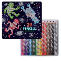 EEBOO 24 COLOR PENCIL TIN ROBOTS