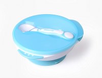 KIDSME SUCTION BOWL W/FEEDING SPOON AQUA