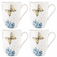 LENOX BUTTERFLY HYDRANGEA SET/4 MUGS