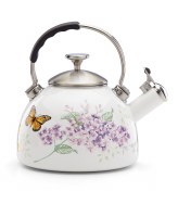 LENOX BUTTERFLY MEADOW ENAMEL TEA KETTLE