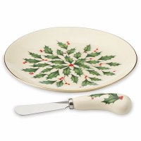 LENOX HOLIDAY CHEESE PLATE W/ KNIFE