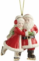 LENOX ICE SKATING SANTA & MRS. CLAUS ORN