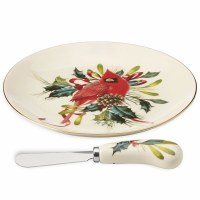 LENOX WINTER GREETINGS CHEESE PLATE SET