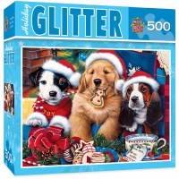 500 PC PUZZLE GLITTER SANTA PAWS