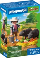 PLAYMOBIL FARMER W/POT BELLIED PIG