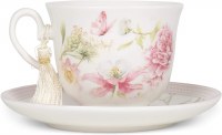 TEACUP/SAUCER SET PINK PEONY