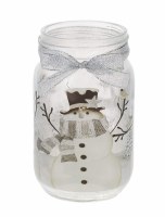 WINTER SNOWMAN LIGHT UP MASON JAR