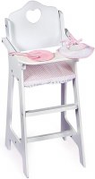 WOOD DOLL HIGH CHAIR 18" WHITE/PNK GING