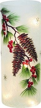 TP CRACKLE GLASS PINECONE LED HURRICANE