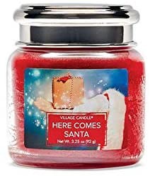 VILLAGE CANDLE PETITE JAR HERE COMES SAN