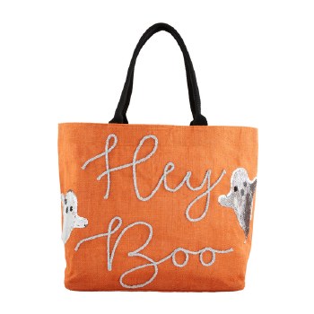MUD PIE HALLOWEEN SPARKLE TOTE HEY BOO