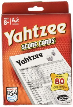 YAHTZEE SCORE CARDS 80CT