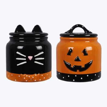 YOUNGS CERAMIC HALLOWEEN CANISTER ASST