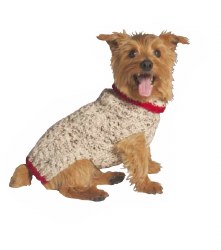 Chilly Dog - Cable Knit Dog Sweater - Oatmeal - XXS